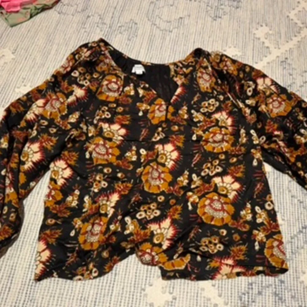 Emerson Fry India Collection top - Black Floral - Medium